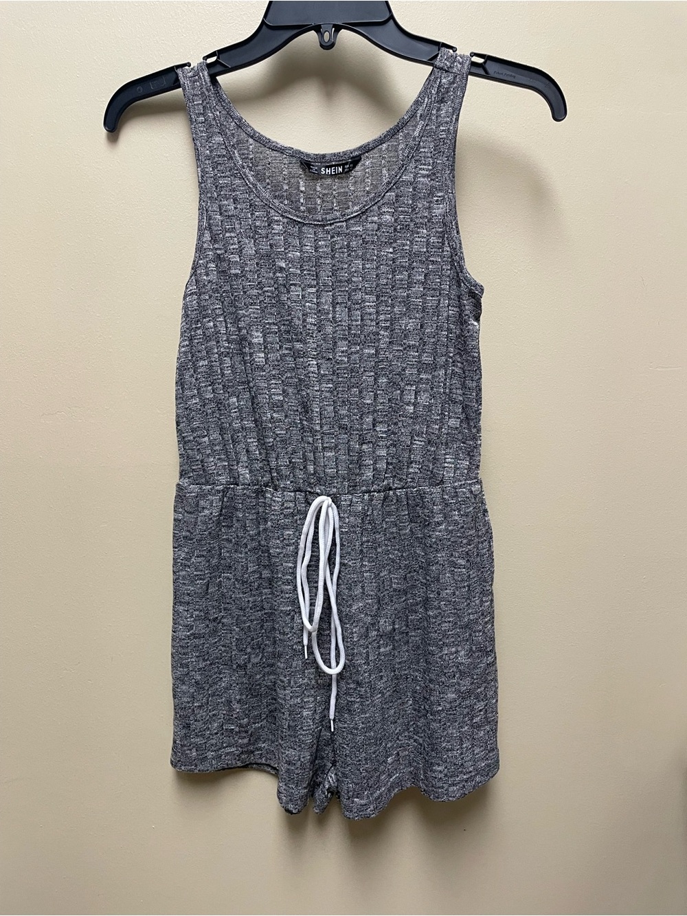 Gray Ribbed Tank Romper